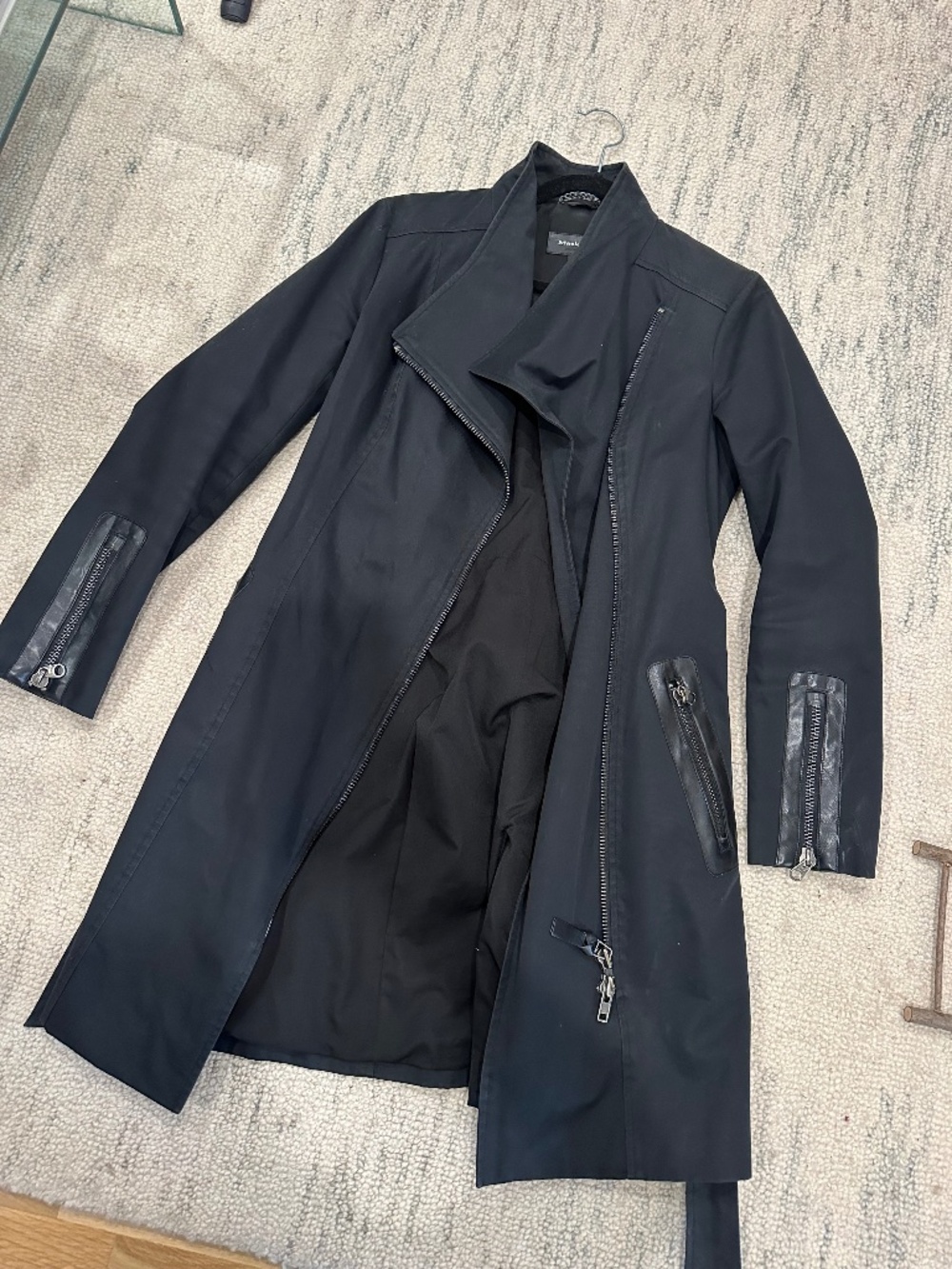 Mackage Trench with Leather Trim in Black